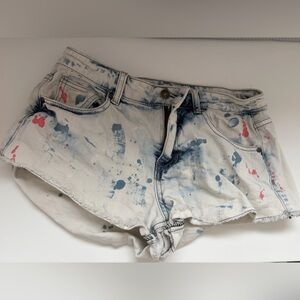 Artistic Splatter Women's Light Wash Denim Shorts
